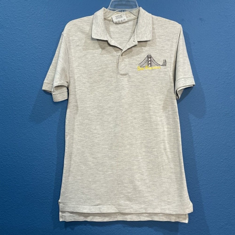 Vintage Embroidered San Francisco Golden Gate Bridge Polo Shirt Size Small